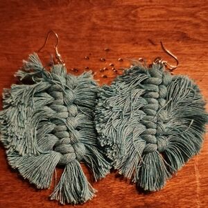 Chic Teal Fringe Earrings